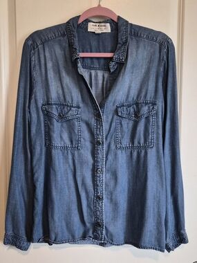 Cloth & Stone Blue Denim Button-Up Shirt Chambray Long Sleeve Size Medium